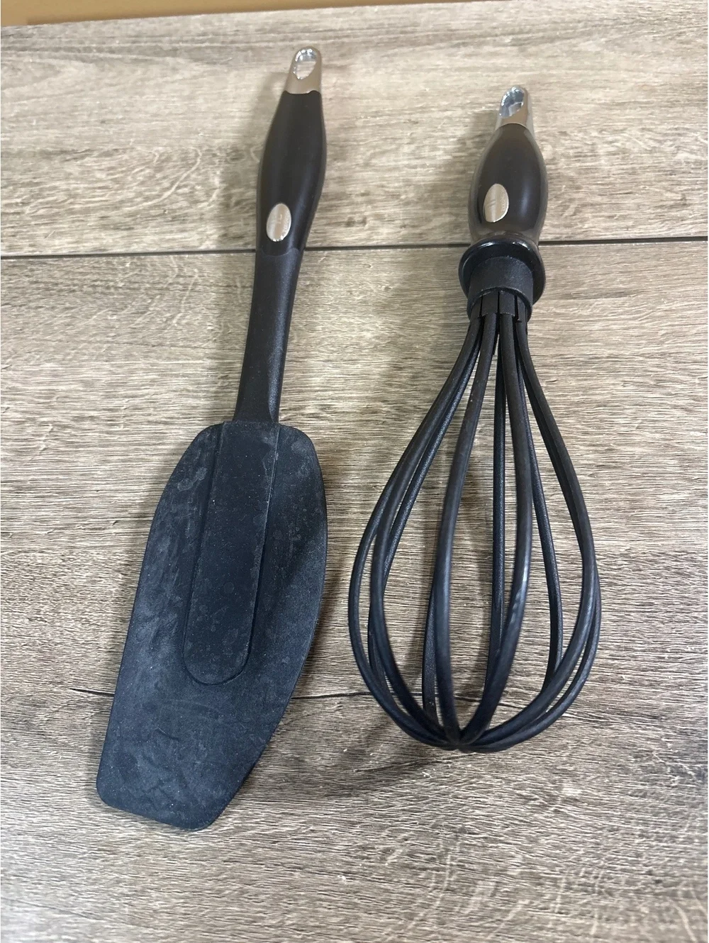 Set of Todd English Black Silicone Kitchen Spatula and Whisk